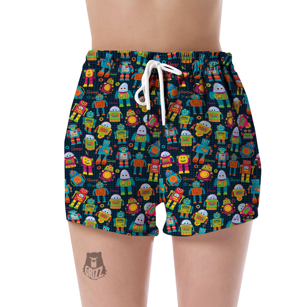 Robot Cyborg Print Pattern Women's Shorts-grizzshop