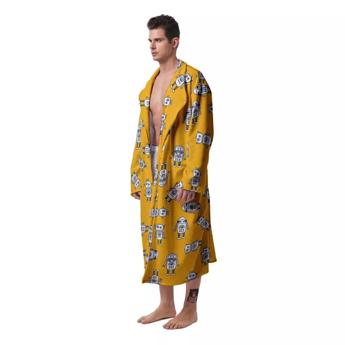 Robot Servant Print Pattern Men's Robe-grizzshop