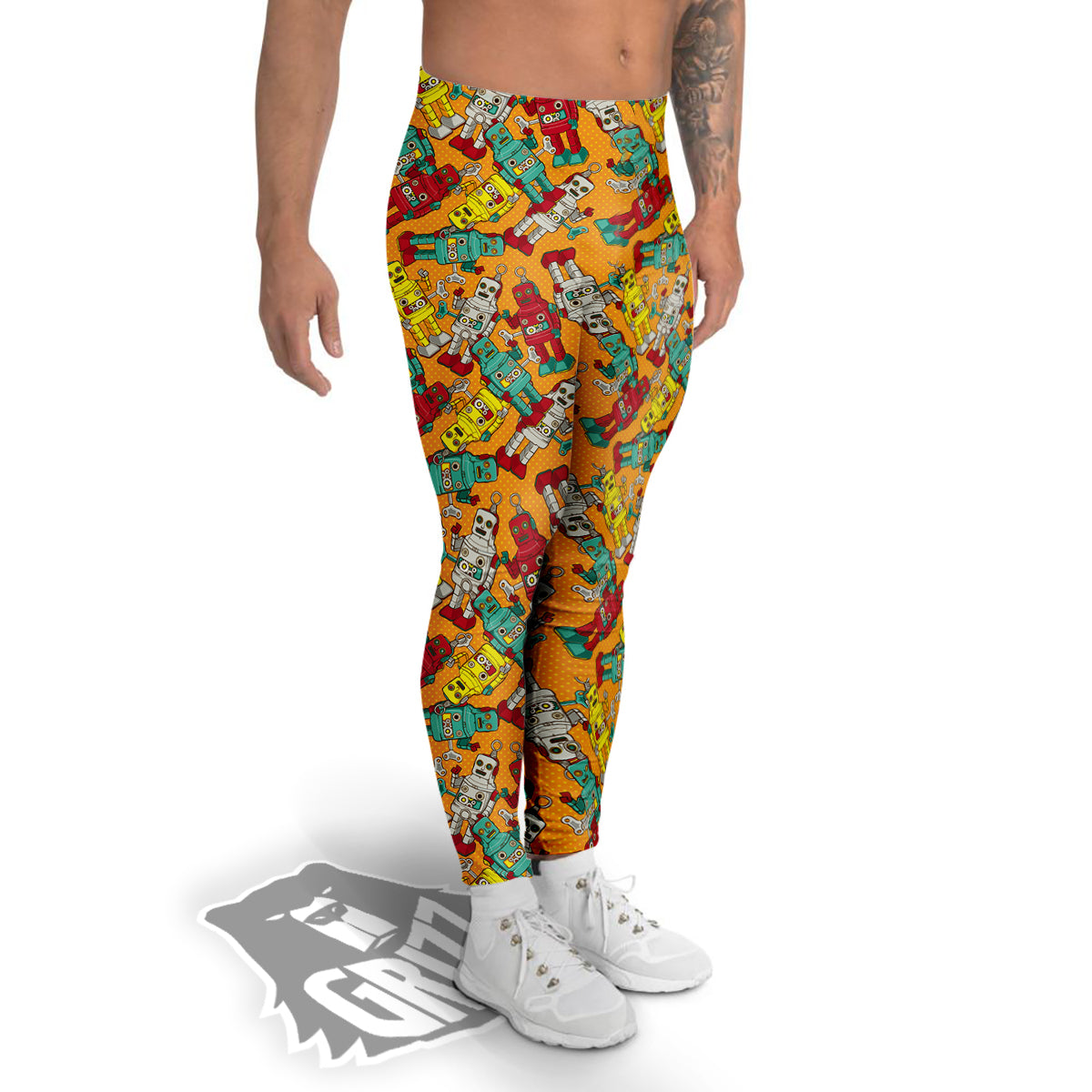 Robot Toy Vintage Print Pattern Men's Leggings-grizzshop
