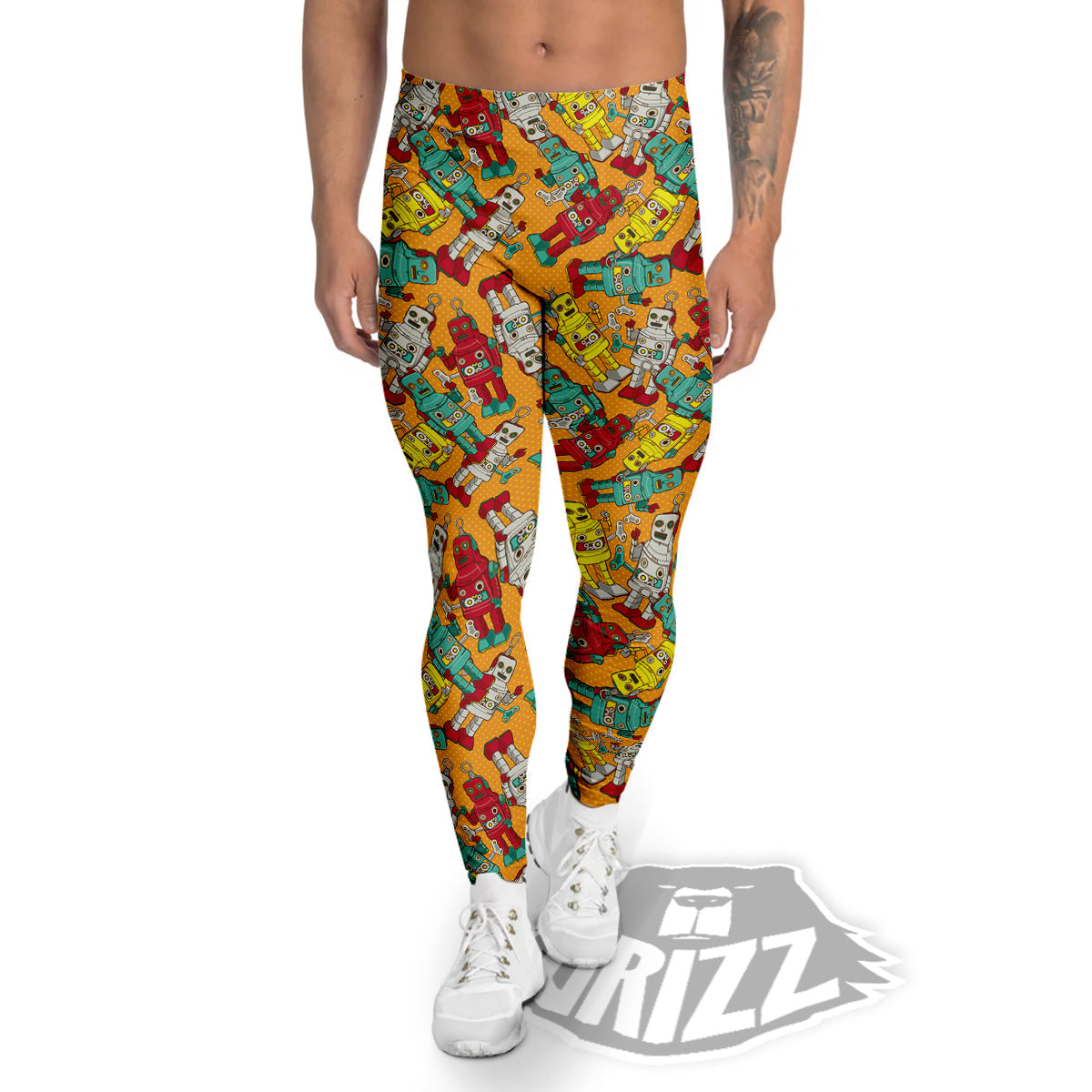 Robot Toy Vintage Print Pattern Men's Leggings-grizzshop