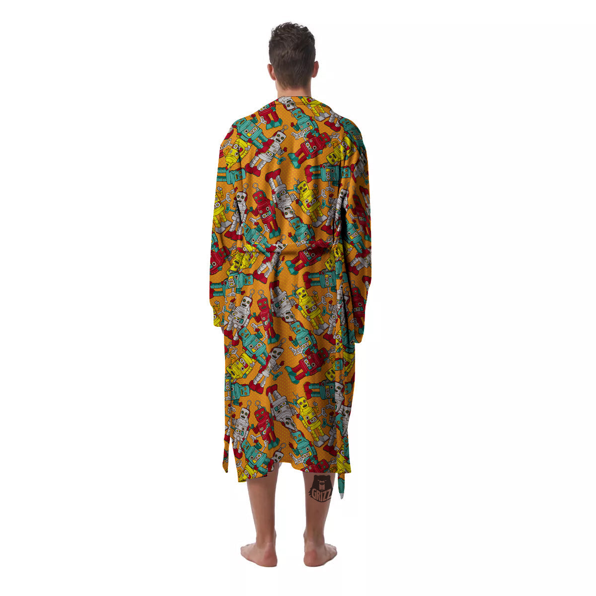 Robot Toy Vintage Print Pattern Men's Robe-grizzshop