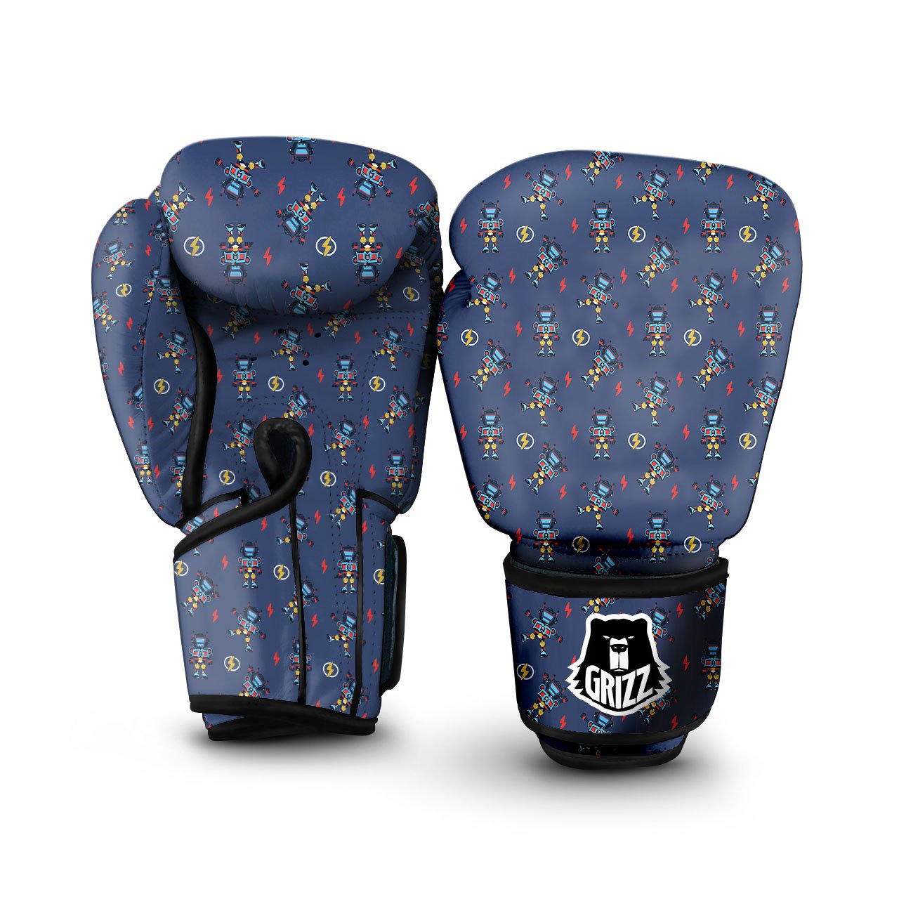 Robot Vintage Print Pattern Boxing Gloves-grizzshop