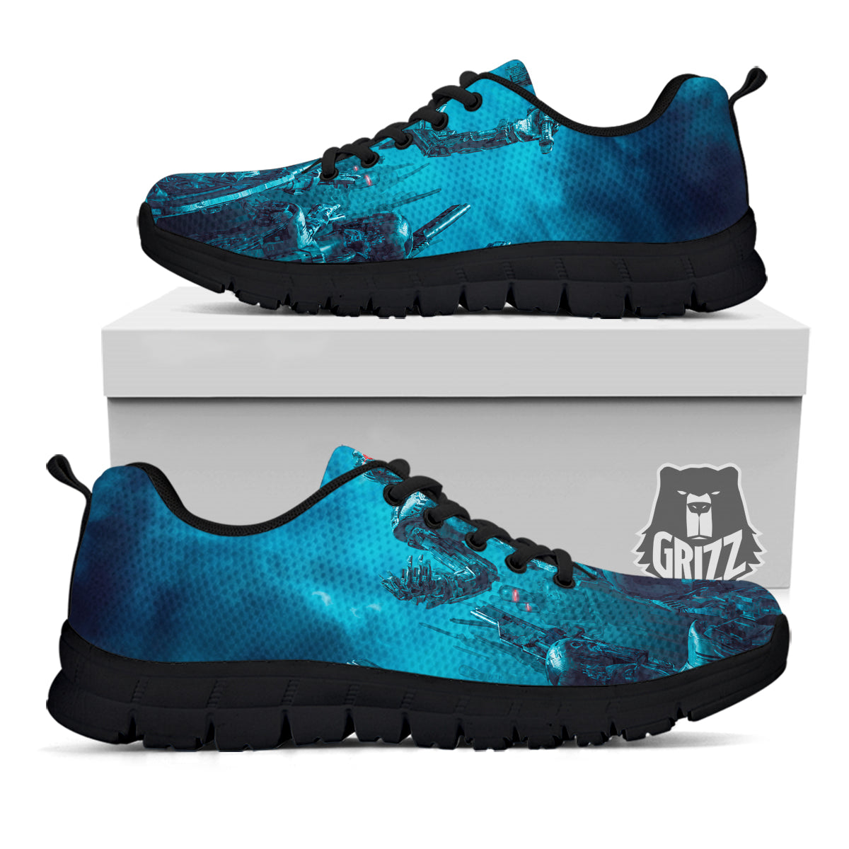 Robot War Print Black Sneaker-grizzshop