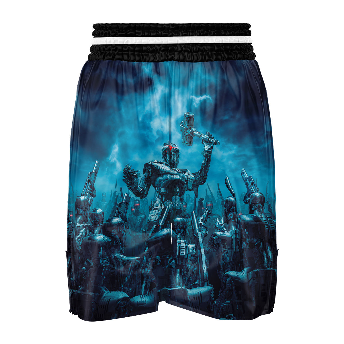 Robot War Print Boxing Shorts-grizzshop