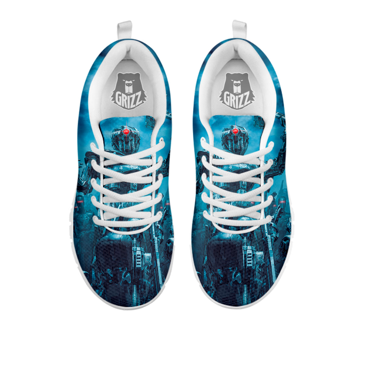 Robot War Print White Sneaker-grizzshop