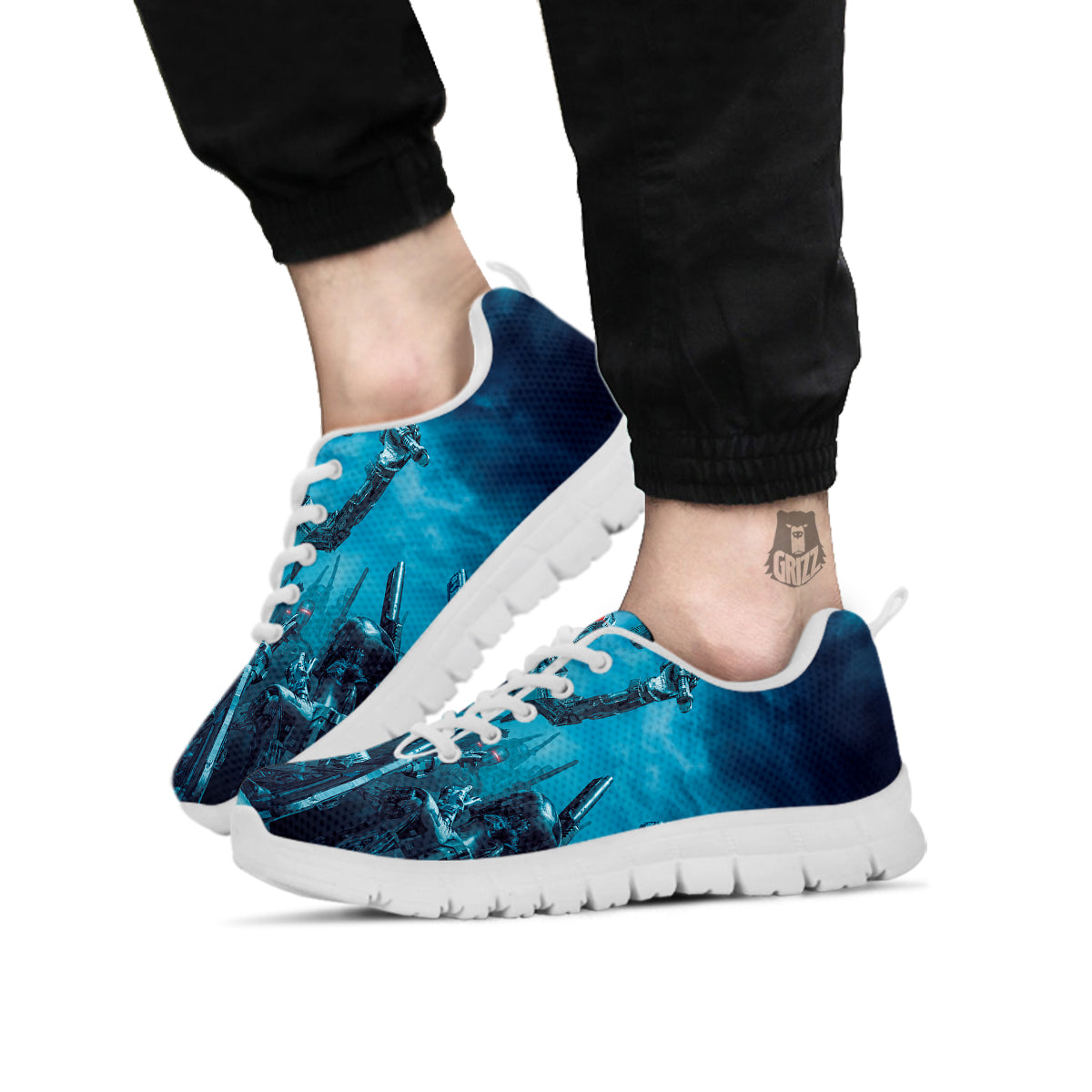 Robot War Print White Sneaker-grizzshop