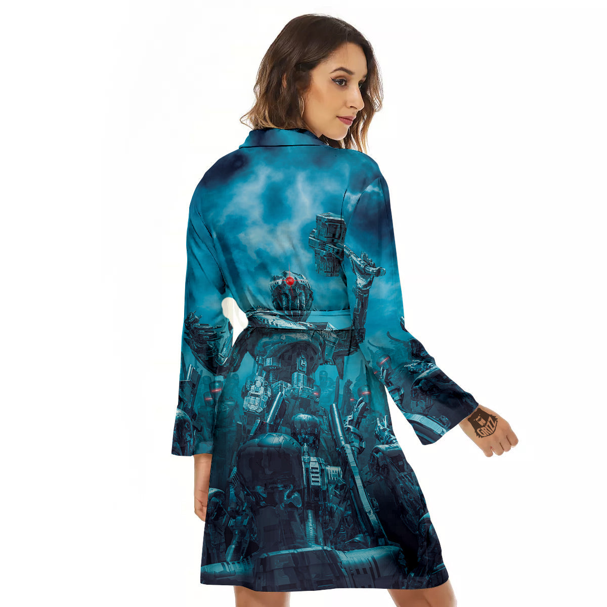 Robot War Print Women's Robe-grizzshop