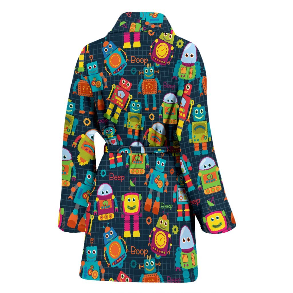 Robot Cyborg Print Pattern Pattern Print Women Long Robe-grizzshop