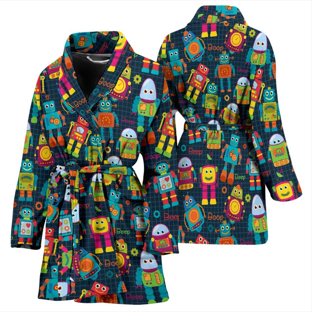 Robot Cyborg Print Pattern Pattern Print Women Long Robe-grizzshop
