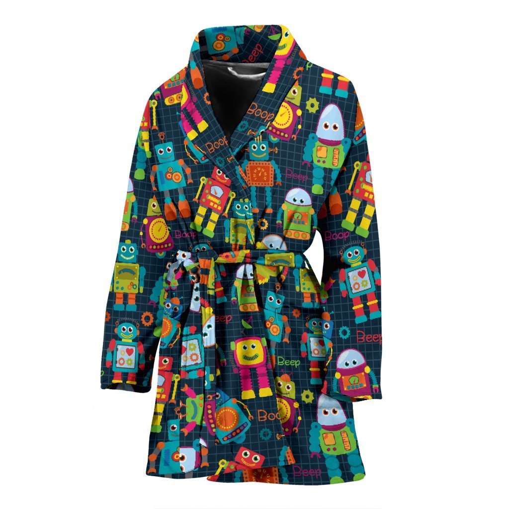 Robot Cyborg Print Pattern Pattern Print Women Long Robe-grizzshop