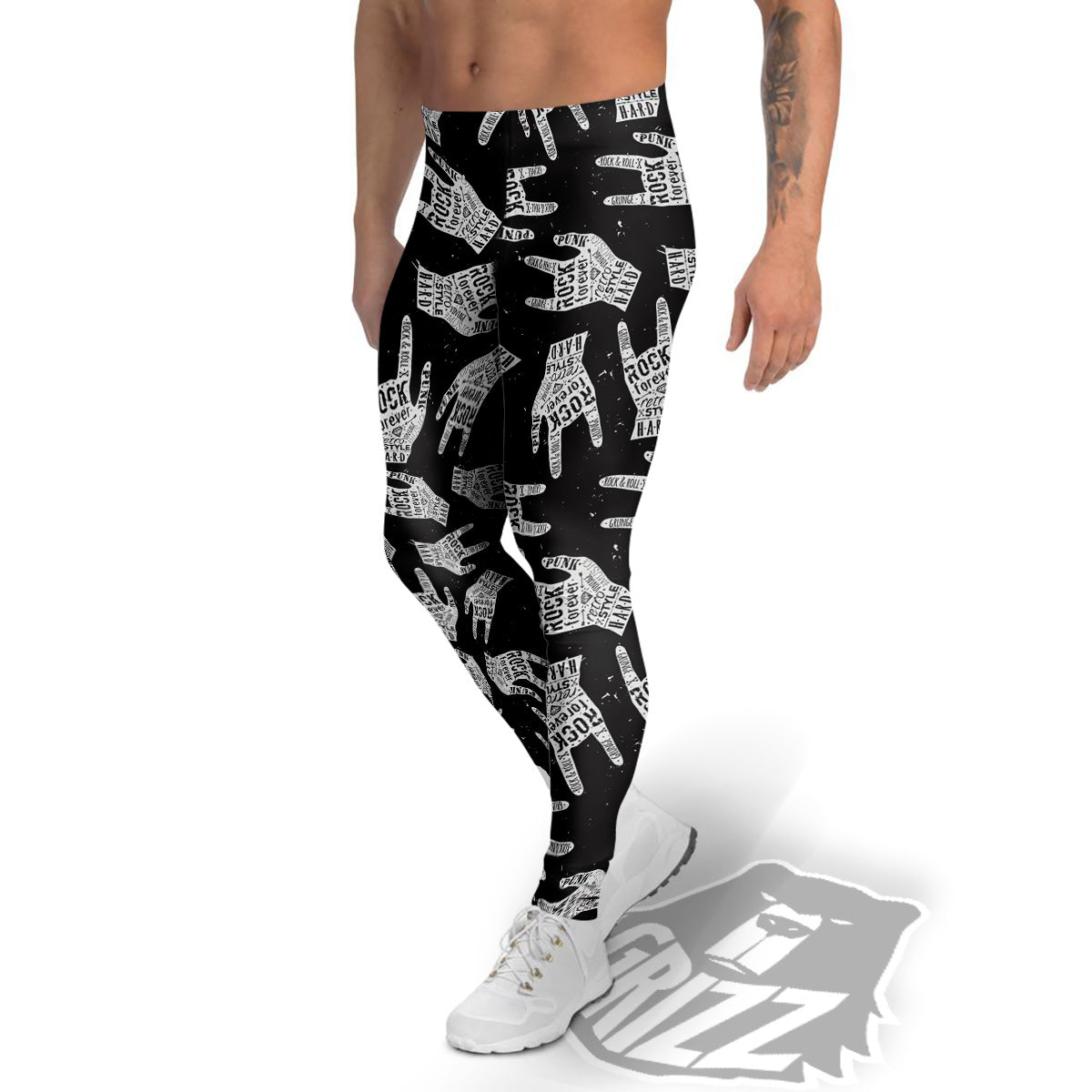 Rock And Roll Vintage Style Print Pattern Men's Leggings-grizzshop