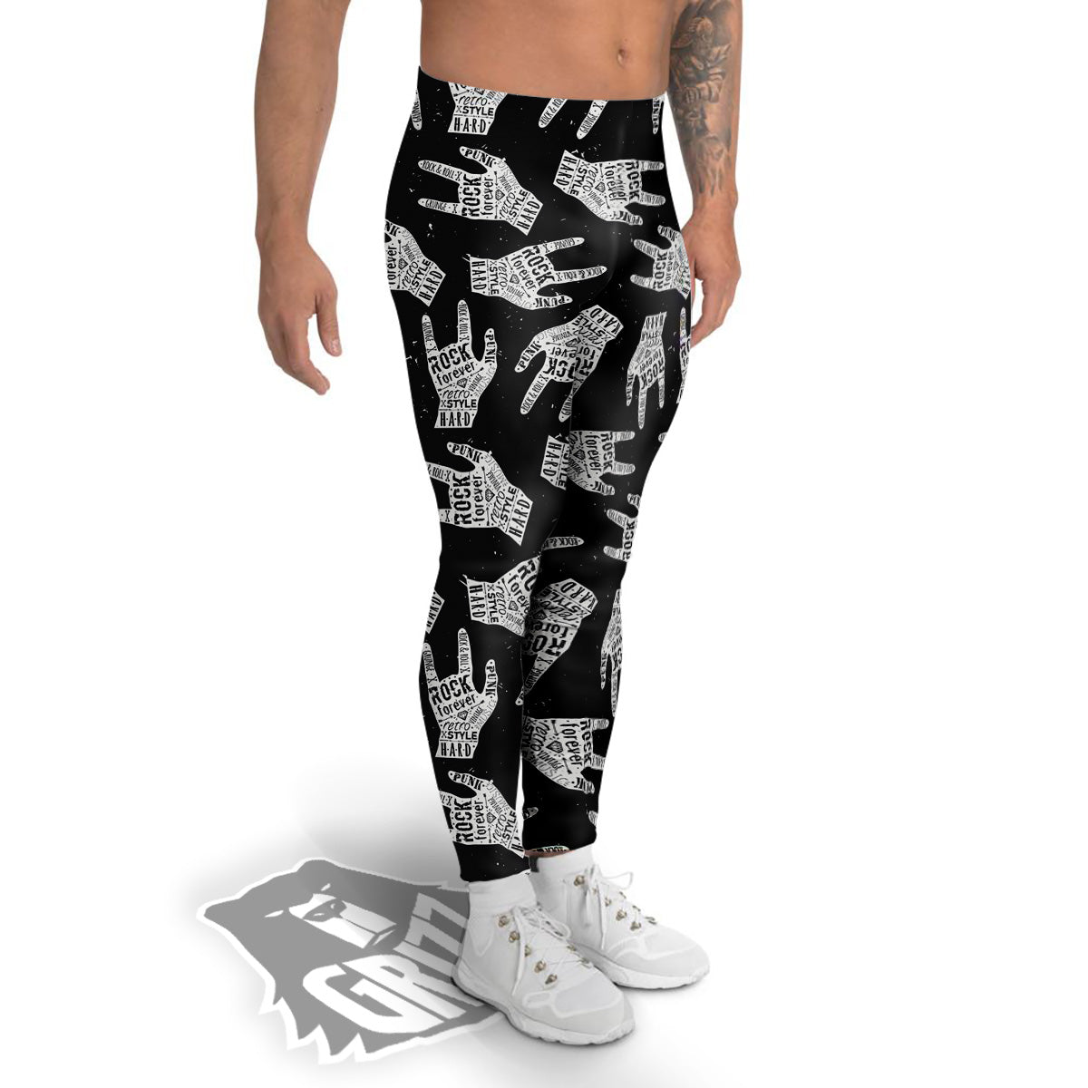 Rock And Roll Vintage Style Print Pattern Men's Leggings-grizzshop