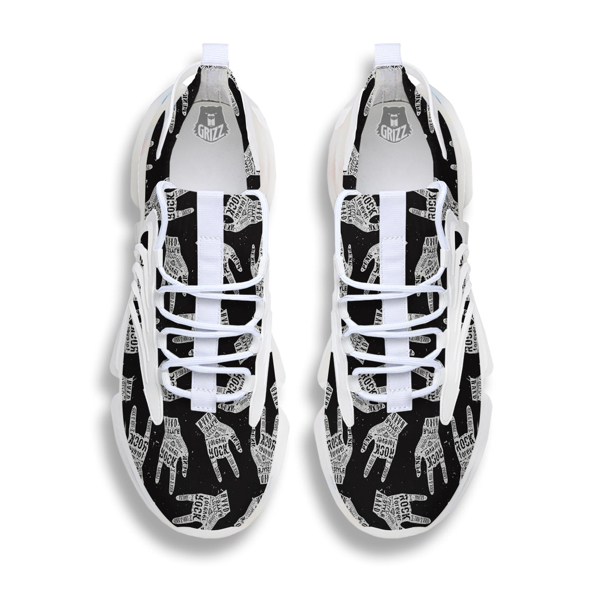 Rock And Roll Vintage Style Print Pattern White Gym Shoes-grizzshop