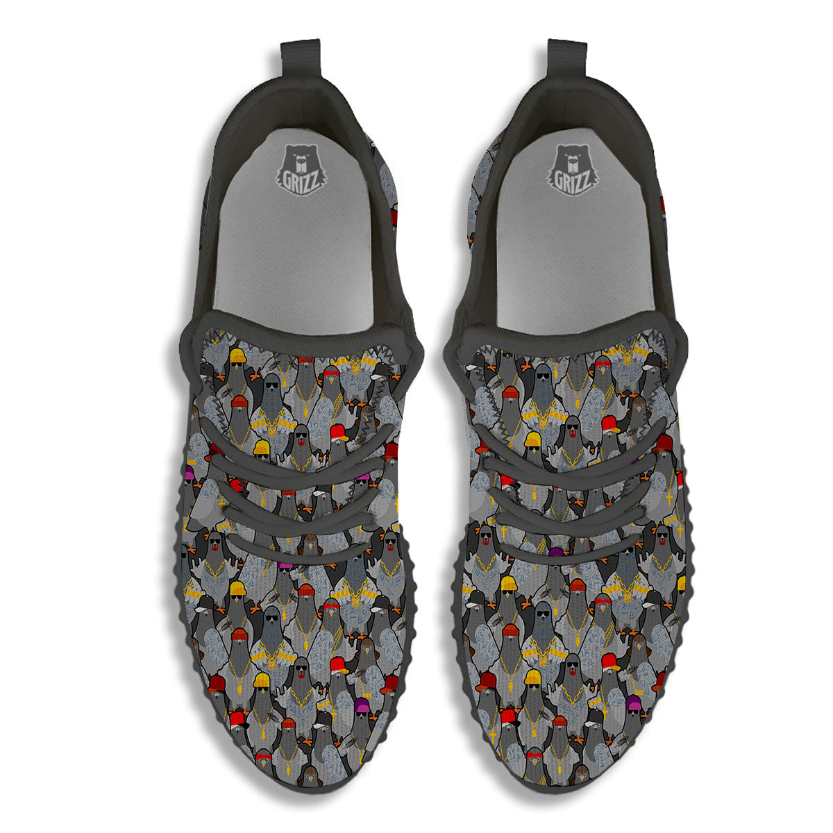 Rock Drove Gangster Print Pattern Black Walking Shoes-grizzshop