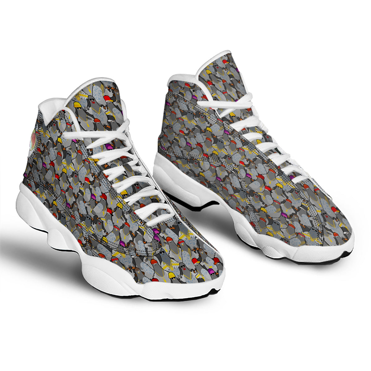 Rock Drove Gangster Print Pattern White Basketball Shoes-grizzshop
