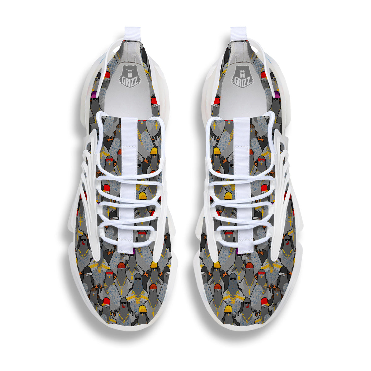 Rock Drove Gangster Print Pattern White Gym Shoes-grizzshop