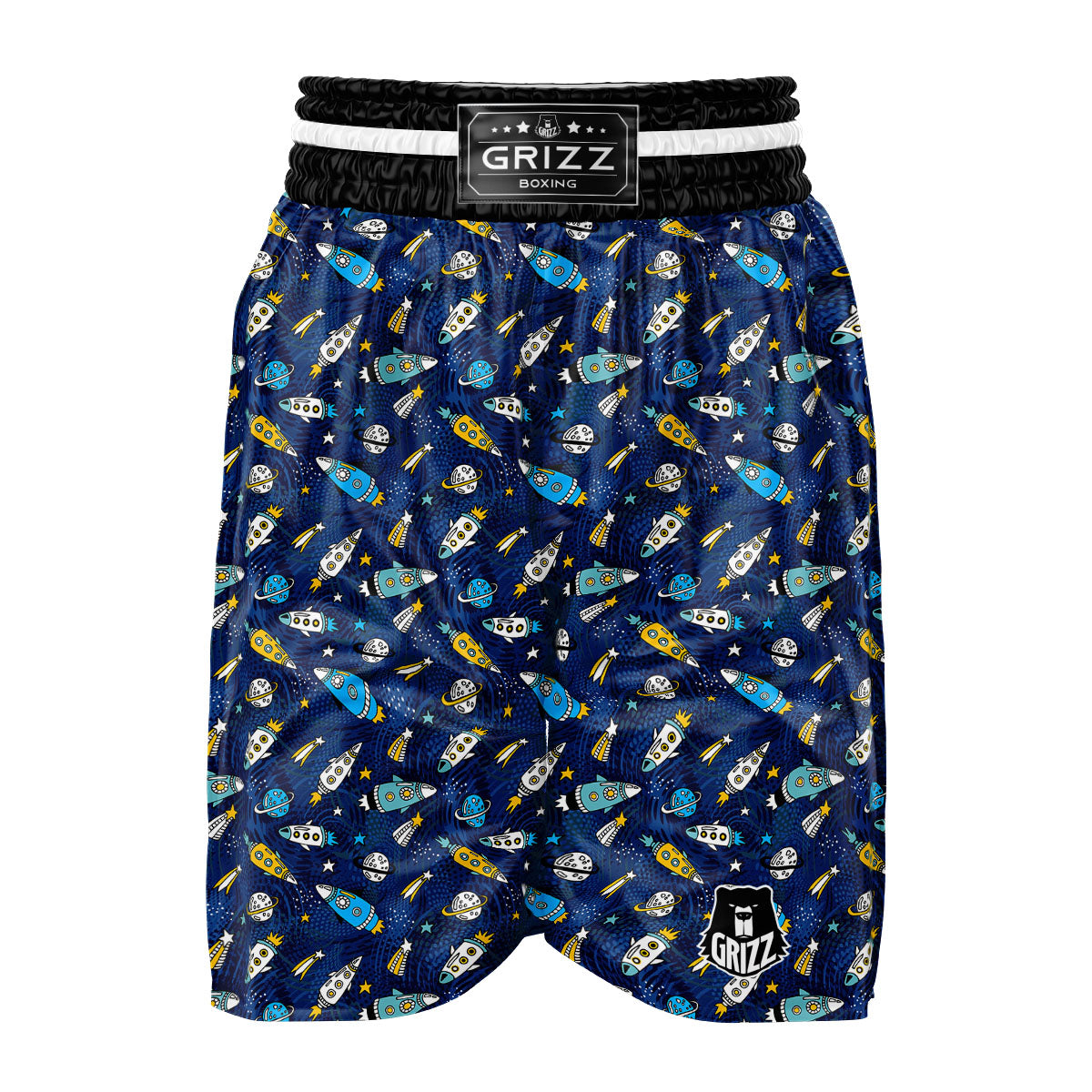Rocket Doodle Print Pattern Boxing Shorts-grizzshop