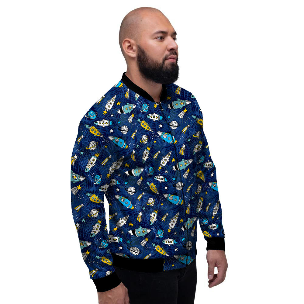Rocket Doodle Print Pattern Men's Bomber Jacket-grizzshop