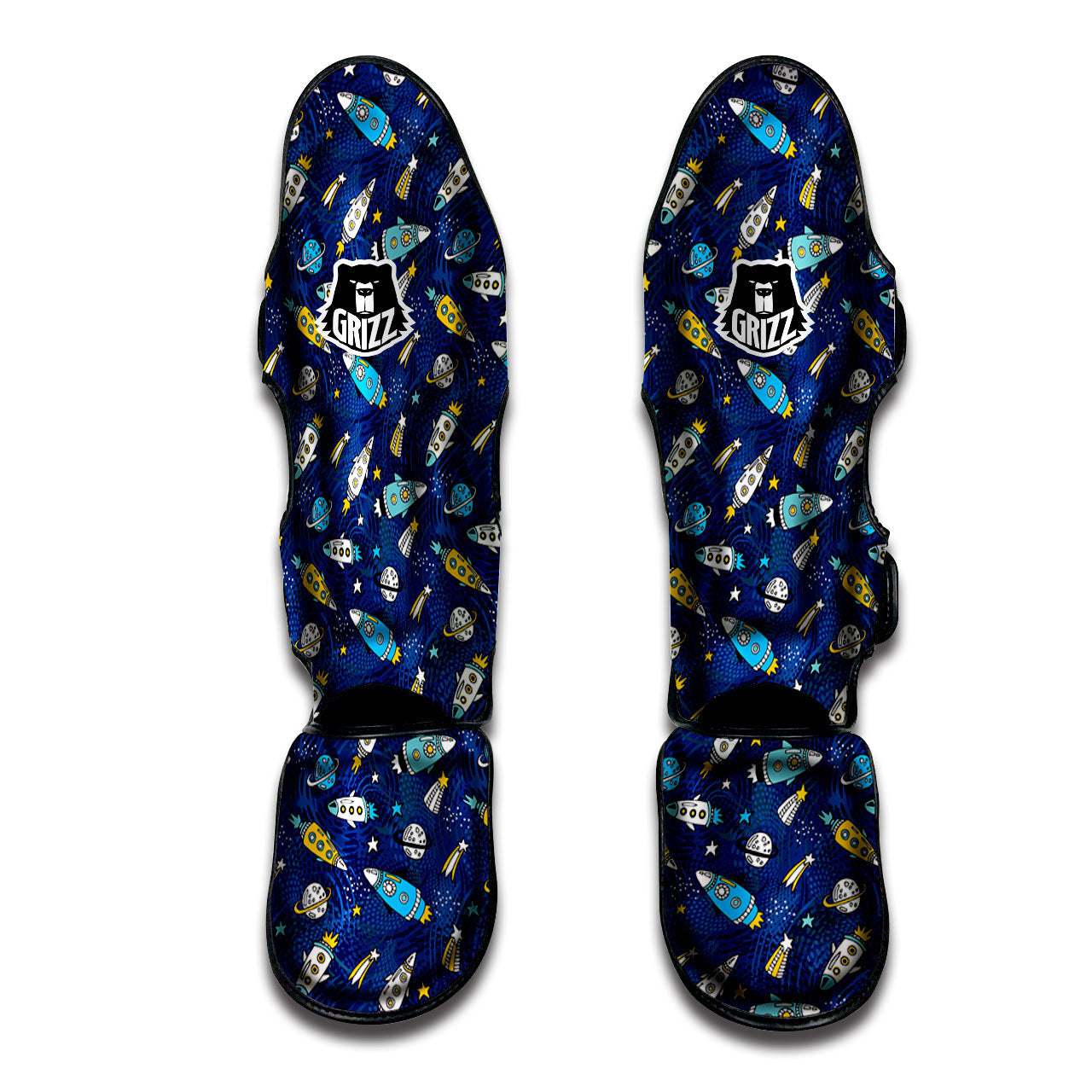 Rocket Doodle Print Pattern Muay Thai Shin Guards-grizzshop