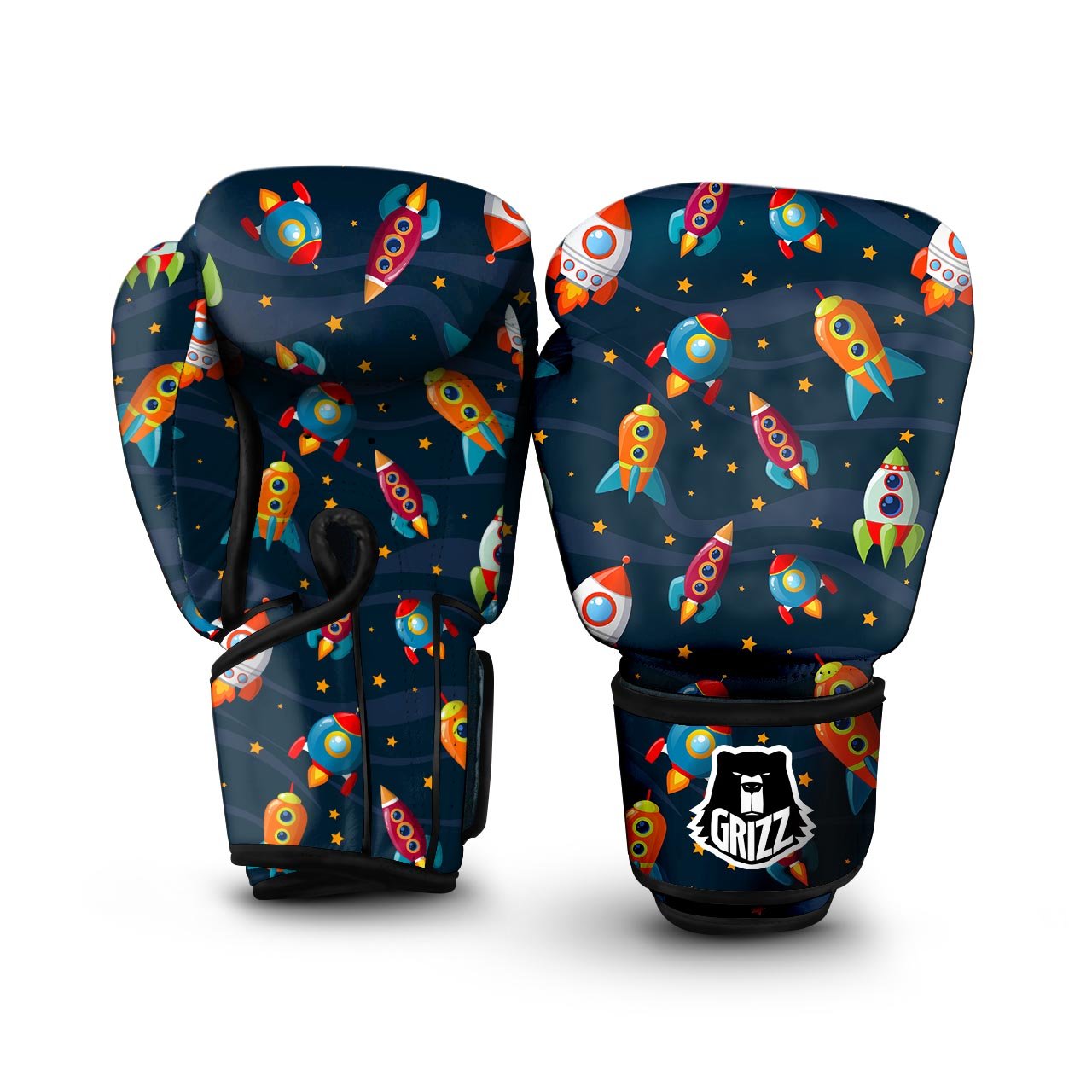 Rockets Space Print Pattern Boxing Gloves-grizzshop