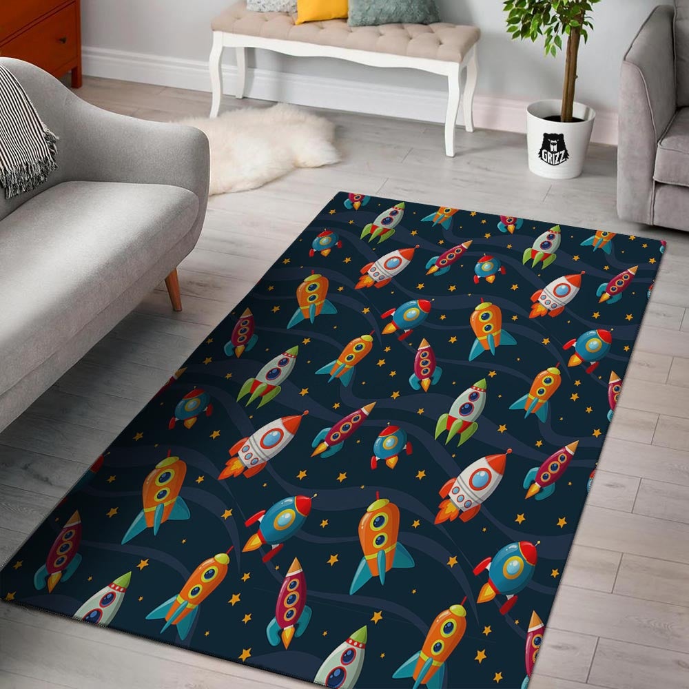 Rockets Space Print Pattern Floor Mat-grizzshop