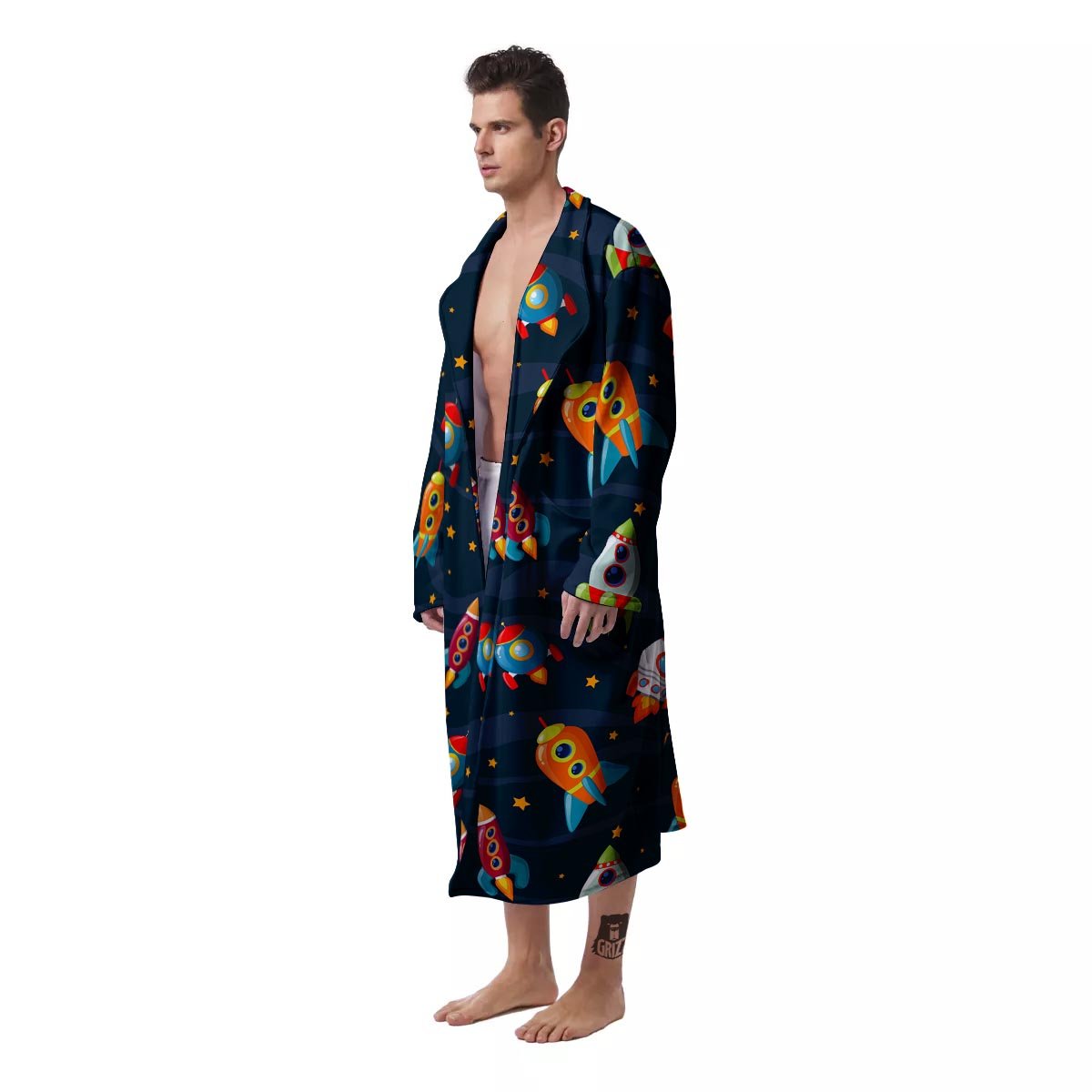 Rockets Space Print Pattern Men's Robe-grizzshop