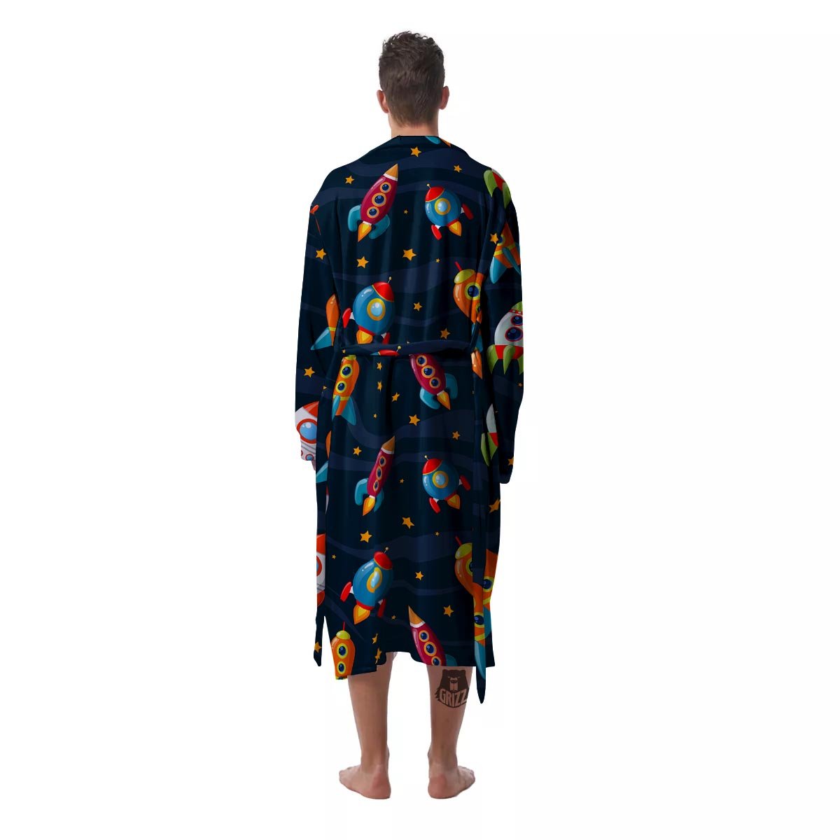 Rockets Space Print Pattern Men's Robe-grizzshop