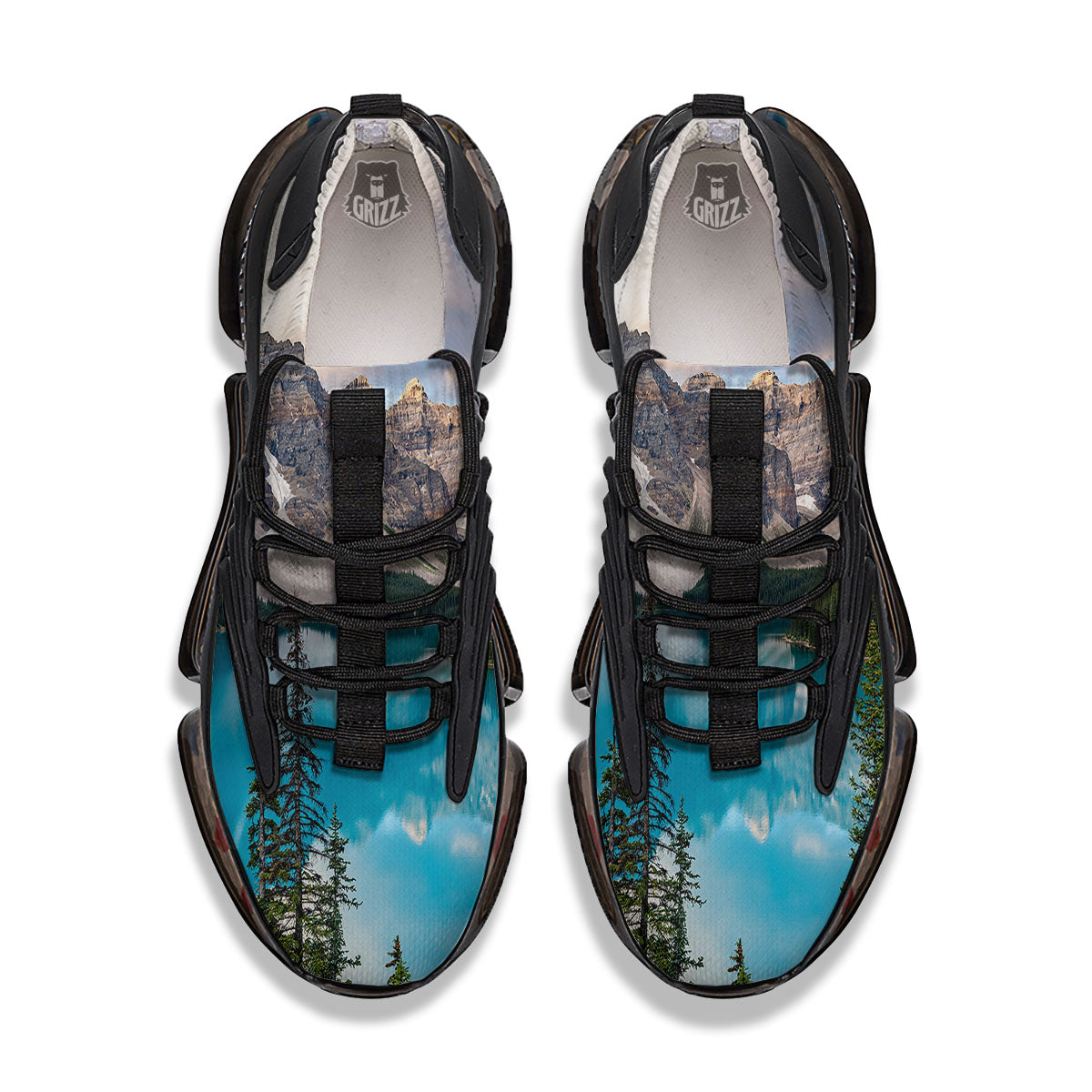 Rocky Mountain Print Black Gym Shoes-grizzshop