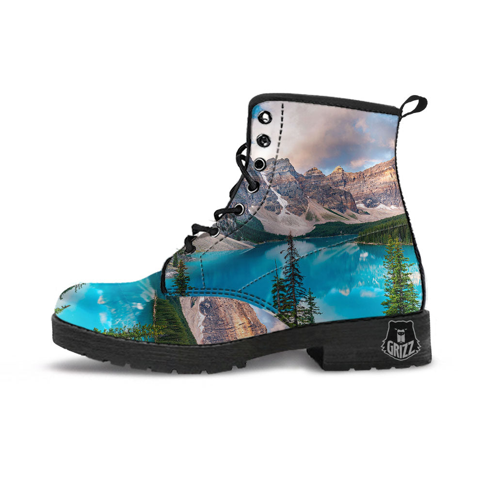 Rocky Mountain Print Leather Boots-grizzshop