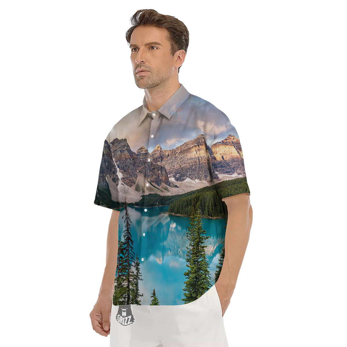 Rocky Mountain Print Men's Short Sleeve Shirts-grizzshop