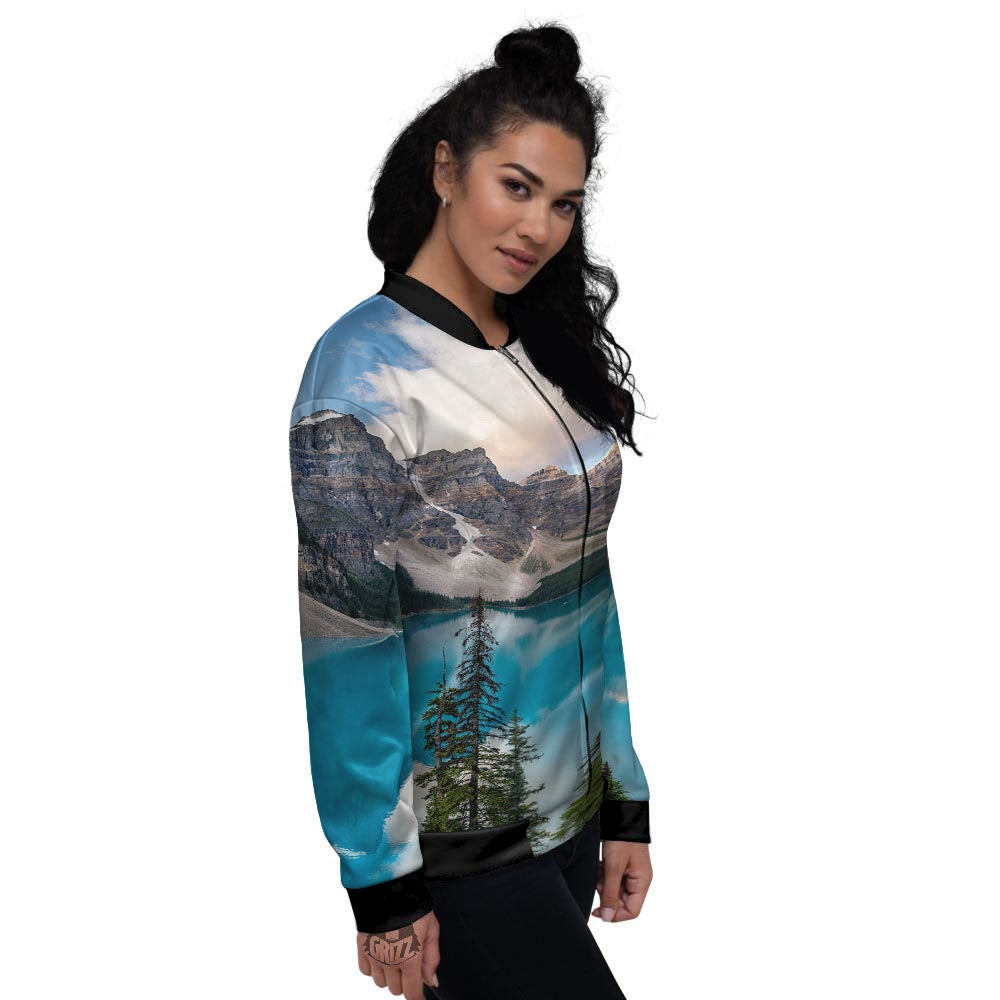 Rocky Mountain Print Women's Bomber Jacket-grizzshop