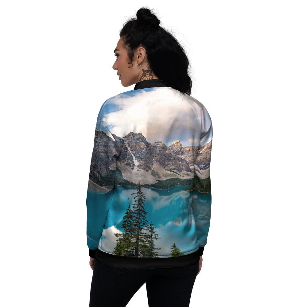 Rocky Mountain Print Women's Bomber Jacket-grizzshop