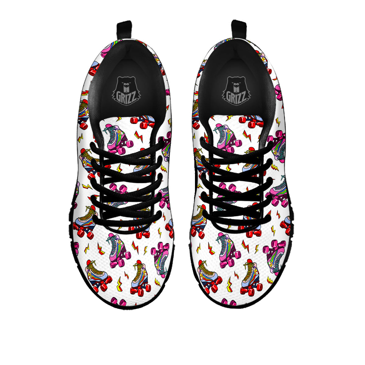 Roller Skates Lightning Print Pattern Black Sneaker-grizzshop