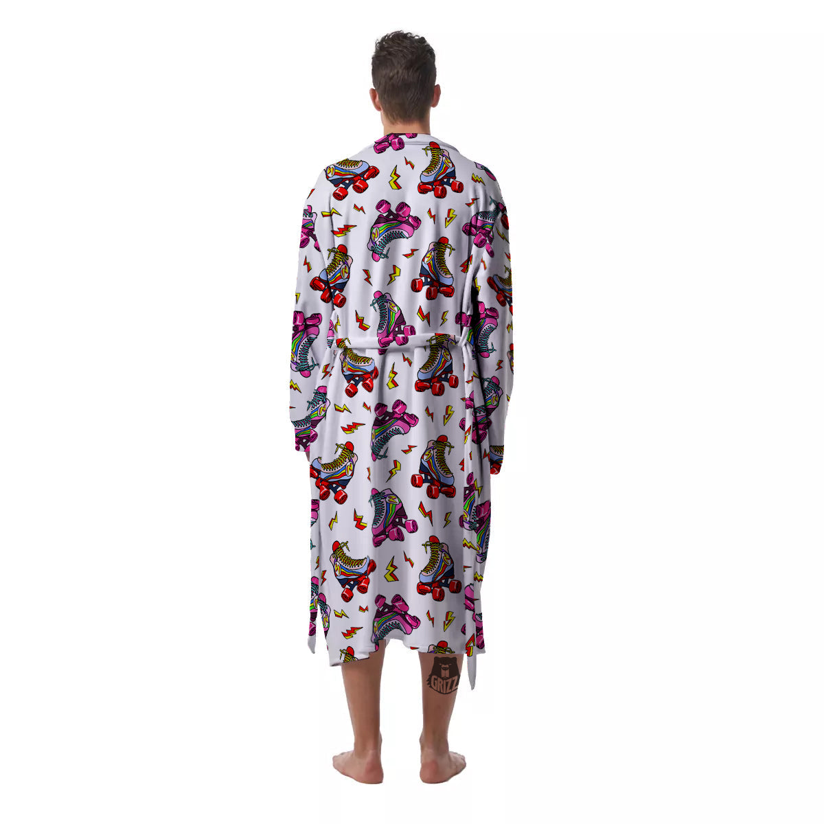 Roller Skates Lightning Print Pattern Men's Robe-grizzshop