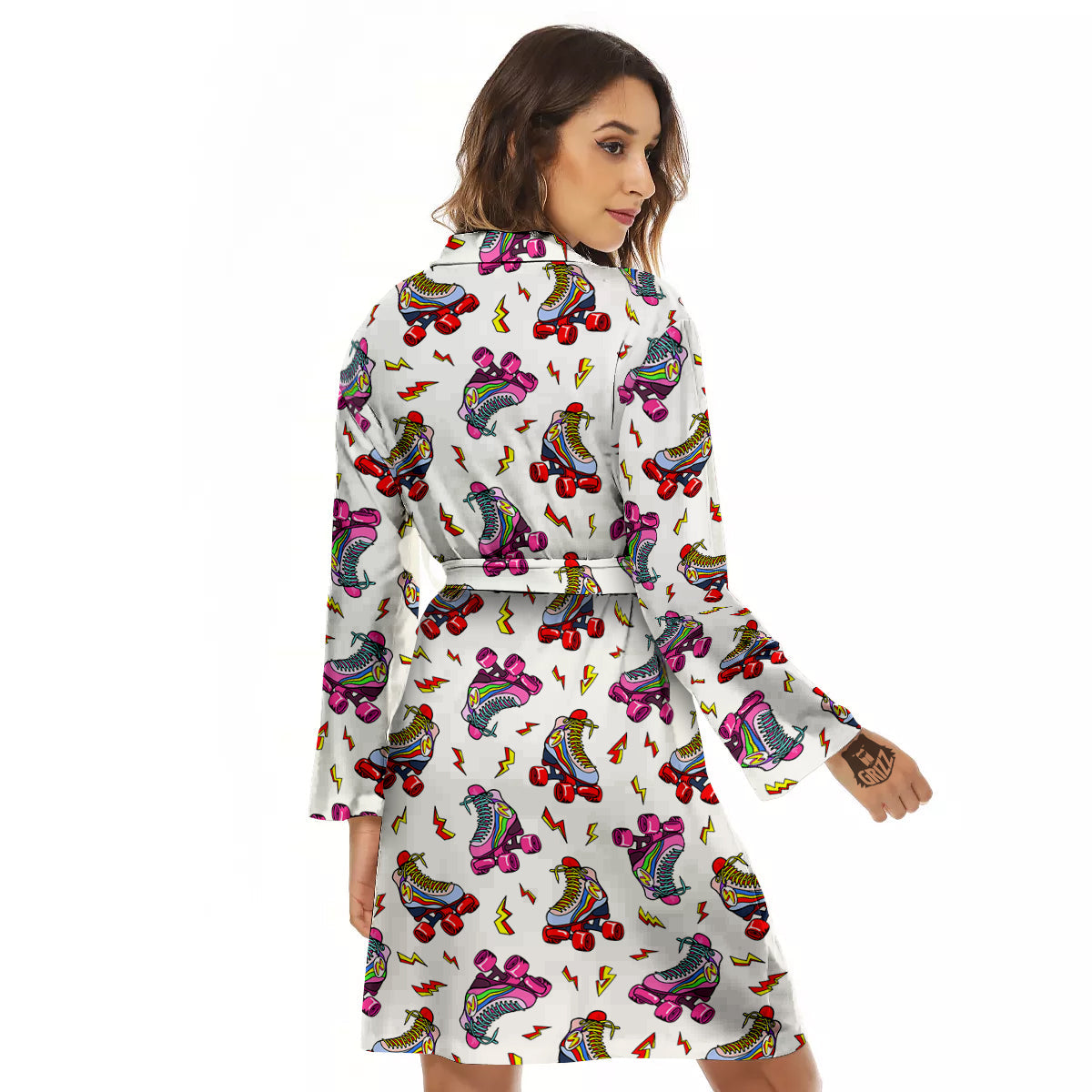 Roller Skates Lightning Print Pattern Women's Robe-grizzshop