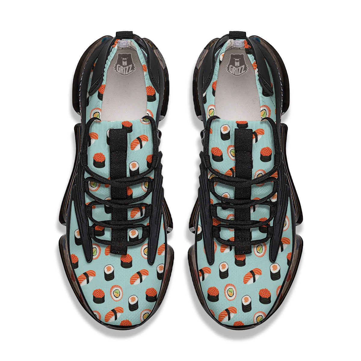 Rolls And Japanese Sushi Print Pattern Black Gym Shoes-grizzshop