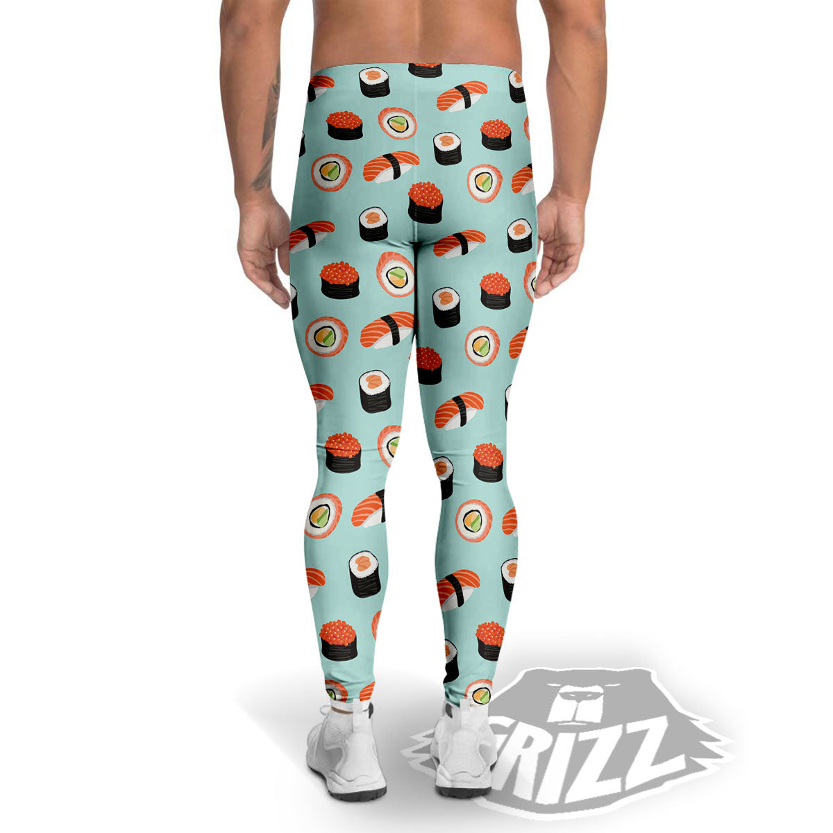 Rolls And Japanese Sushi Print Pattern Men's Leggings-grizzshop