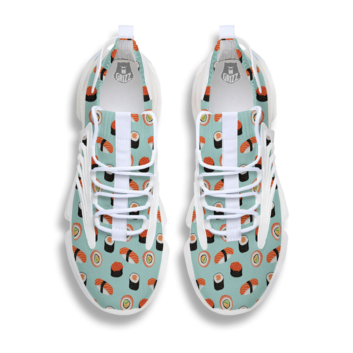 Rolls And Japanese Sushi Print Pattern White Gym Shoes-grizzshop