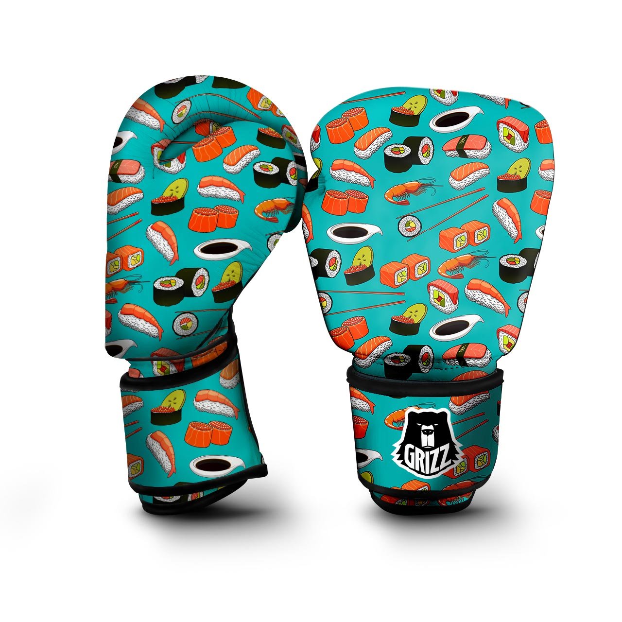 Rolls And Salmon Sushi Print Pattern Boxing Gloves-grizzshop