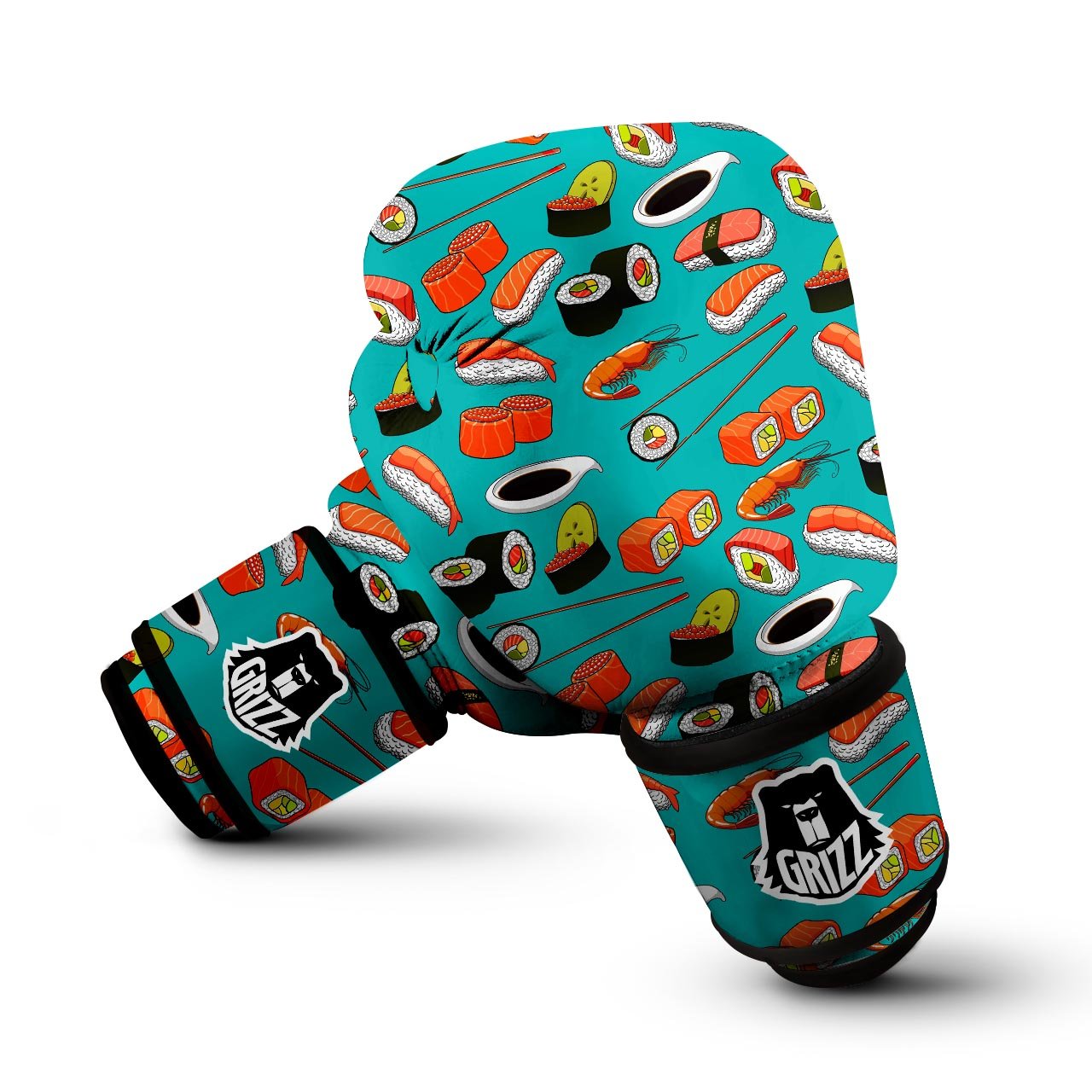 Rolls And Salmon Sushi Print Pattern Boxing Gloves-grizzshop