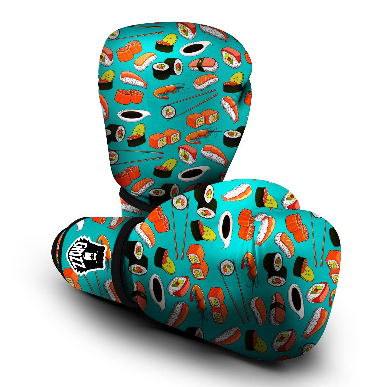 Rolls And Salmon Sushi Print Pattern Boxing Gloves-grizzshop