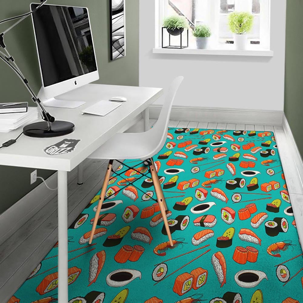 Rolls And Salmon Sushi Print Pattern Floor Mat-grizzshop
