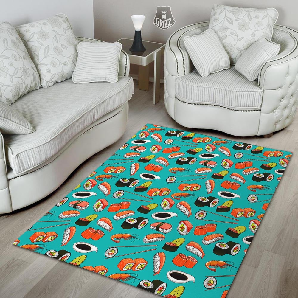 Rolls And Salmon Sushi Print Pattern Floor Mat-grizzshop