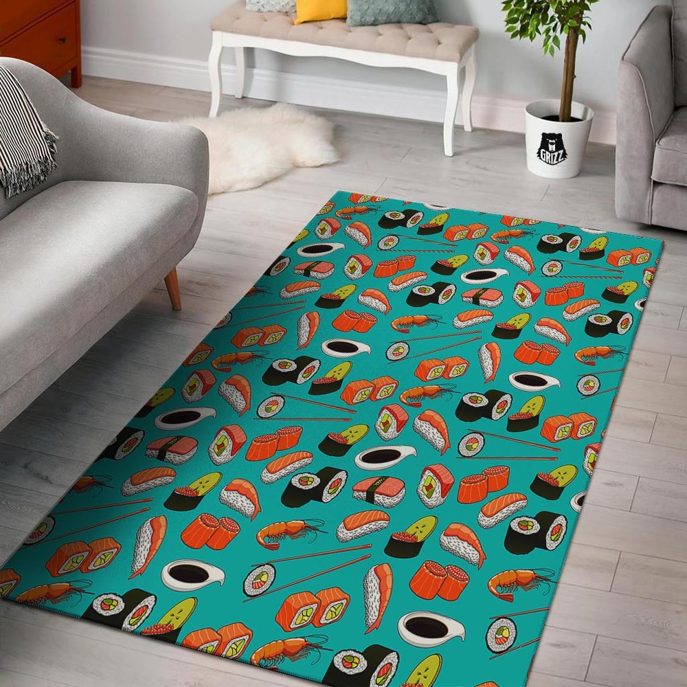 Rolls And Salmon Sushi Print Pattern Floor Mat-grizzshop