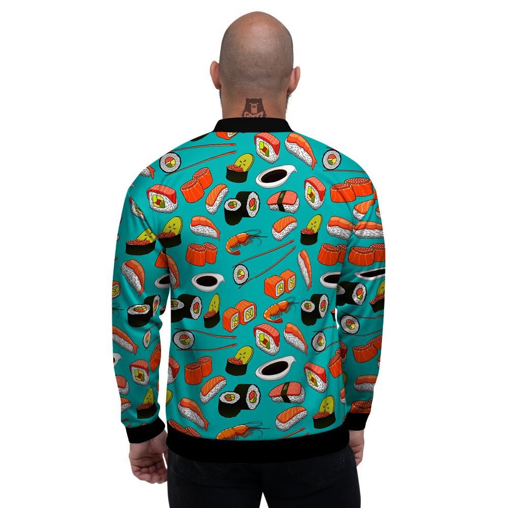 Rolls And Salmon Sushi Print Pattern Men's Bomber Jacket-grizzshop