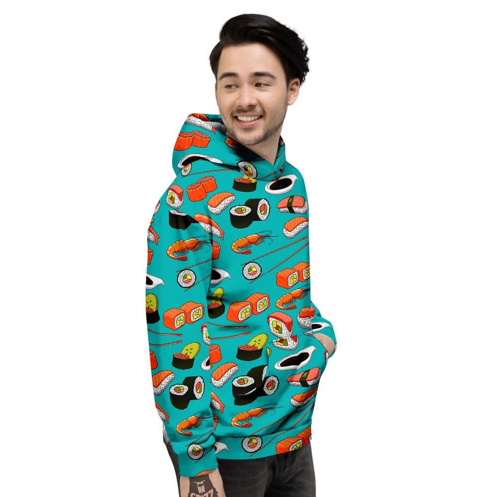 Rolls And Salmon Sushi Print Pattern Men's Hoodie-grizzshop