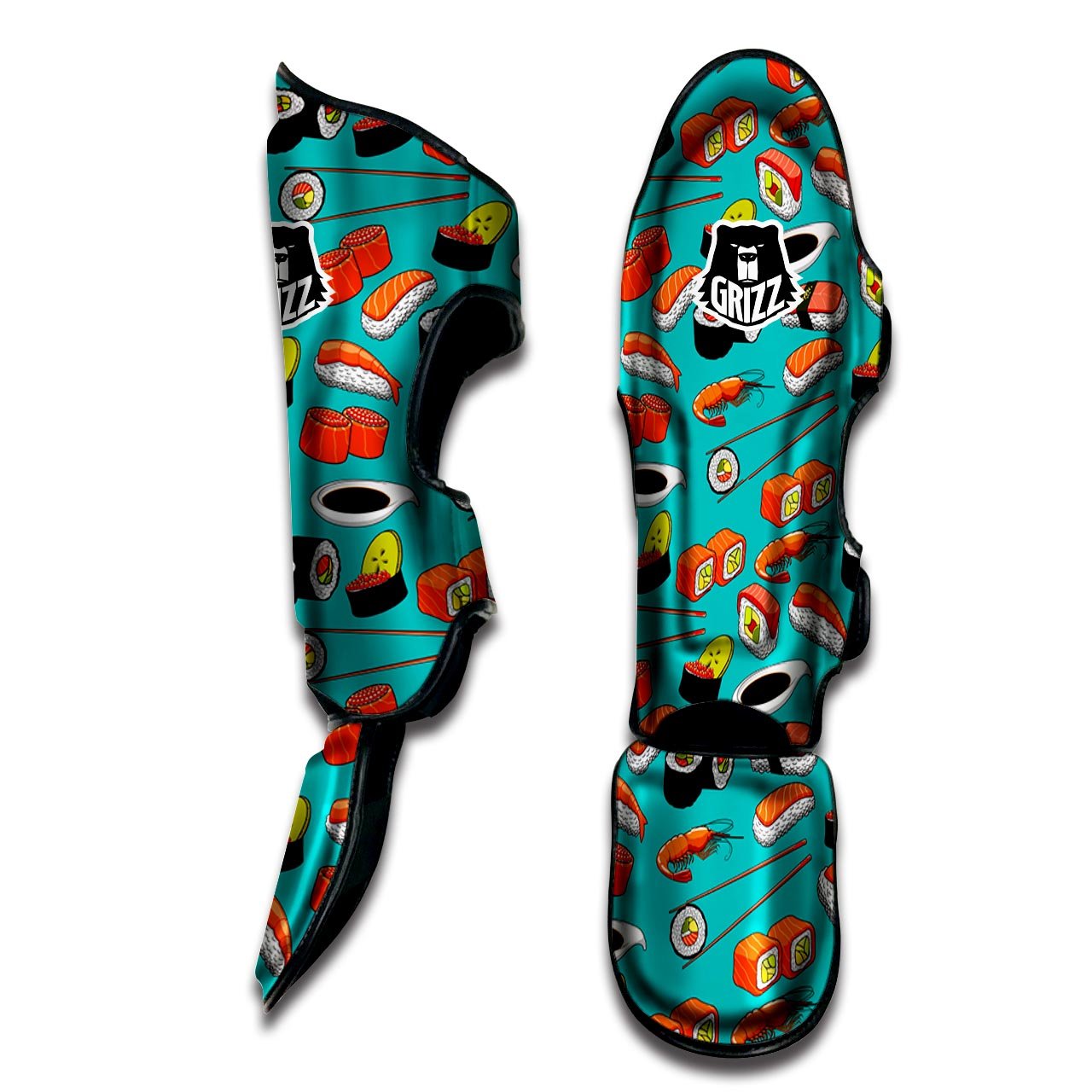 Rolls And Salmon Sushi Print Pattern Muay Thai Shin Guards-grizzshop