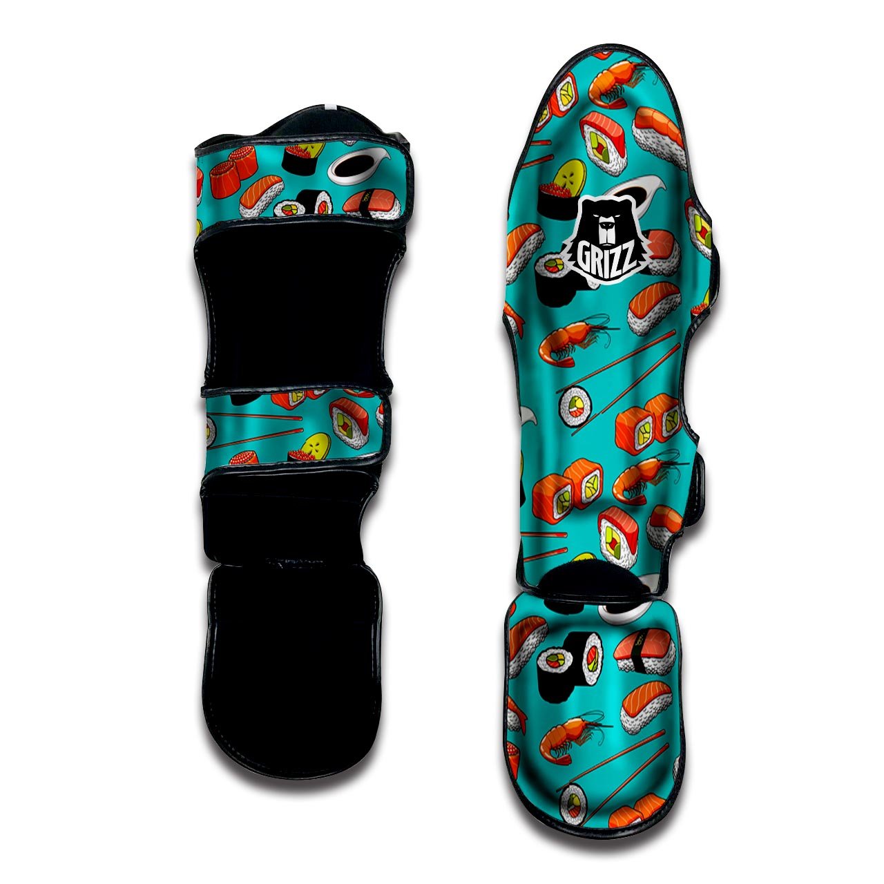 Rolls And Salmon Sushi Print Pattern Muay Thai Shin Guards-grizzshop