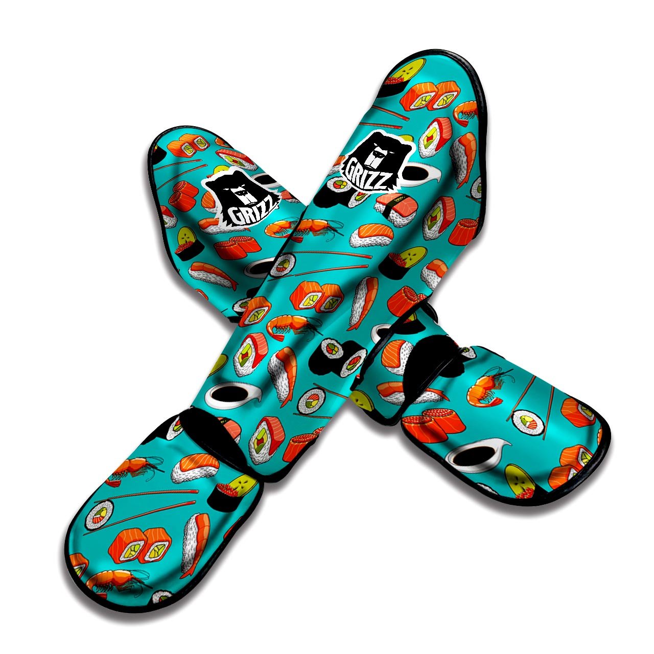 Rolls And Salmon Sushi Print Pattern Muay Thai Shin Guards-grizzshop