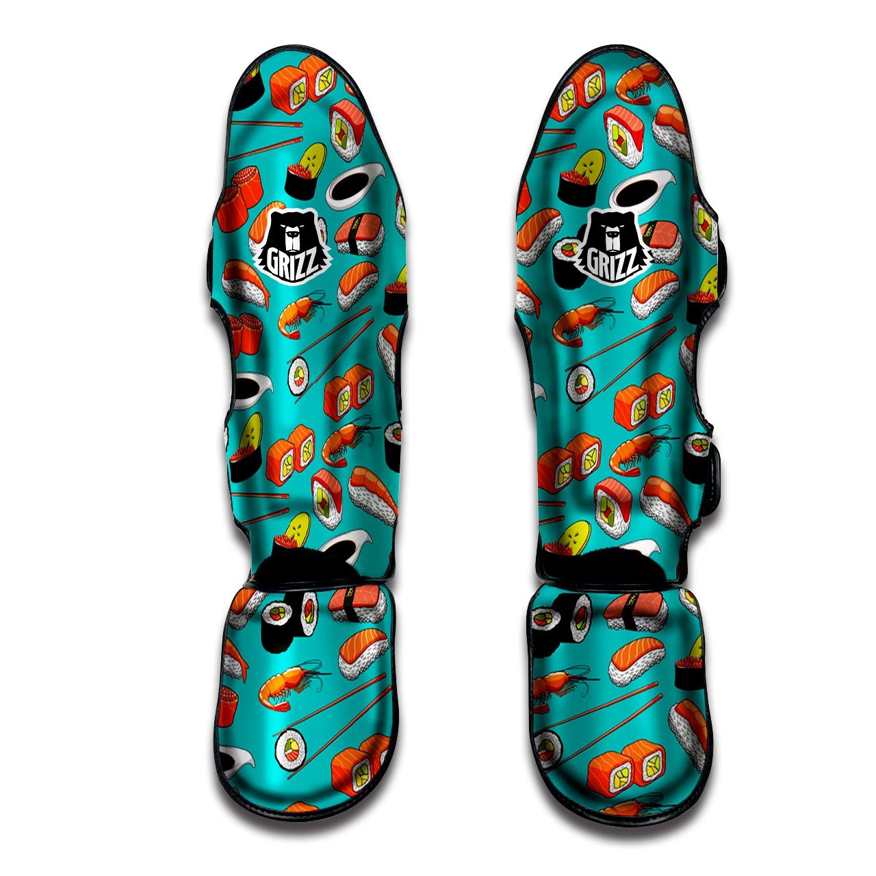 Rolls And Salmon Sushi Print Pattern Muay Thai Shin Guards-grizzshop